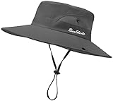 Women's Sun Hat UV Protection Foldable Mesh Wide Brim Hiking Travel Ponytail Fishing Hat Dark Grey