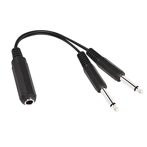 1/4 Splitter Y Cable, 6.35mm TRS Hembra a 2 X TS Macho 20 cm miniatura 1