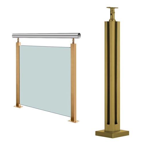 Poteau de garde-corps en verre doré en acier inoxydable pour balcon