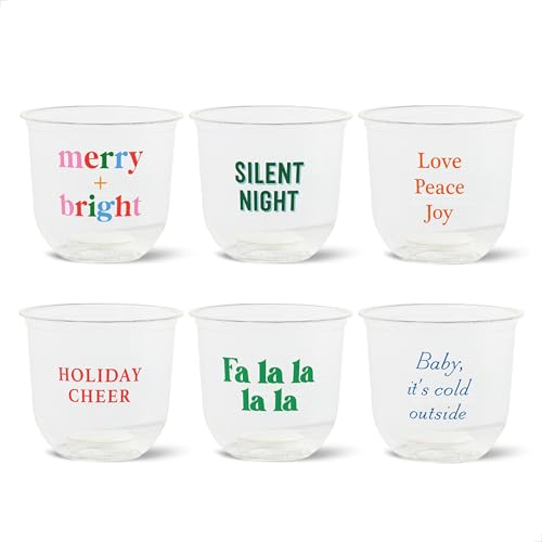TOSSWARE NATURAL 12oz Arc -Holiday Sip and Sing - Plant Based 98mm Cups - Plastic Alternative for Parties, Bachelorettes, Weddings - Recyclable Theme Cold Cups - Set of 24