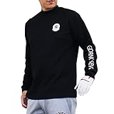 [MC MensCasual] ゴルフウェア メンズ モックネックシャツ 長袖 トップス ポロシャツ GIORNO SEVEN ジョルノセブン ハイネックTシャツ 無地 ロゴ カットソー 春夏 秋冬 1-ブラック-M