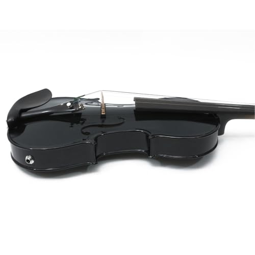 Image of Acoustic Electric Violin 4 /4 Full Size, 5 string Solid Maple Spruce with Ebony Fittings, Free Case and Bow, Beginner Kit for Adults (Black)