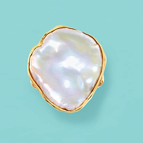 Ross-Simons 20X16Mm Cultured Keshi Pearl Ring In 18Kt Gold Over Sterling. Size 8 #TOP3