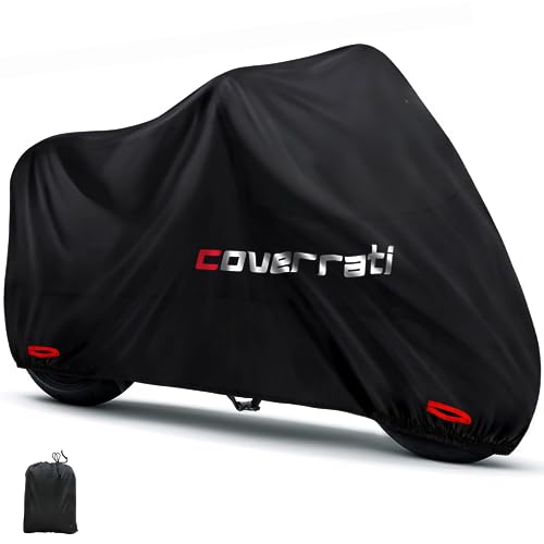 COVERRATI - Bache Moto 600D - 2,8X Plus résistante 245 cm - Oeillets pour antivol AV AR - Housse Moto Intérieur Extérieur