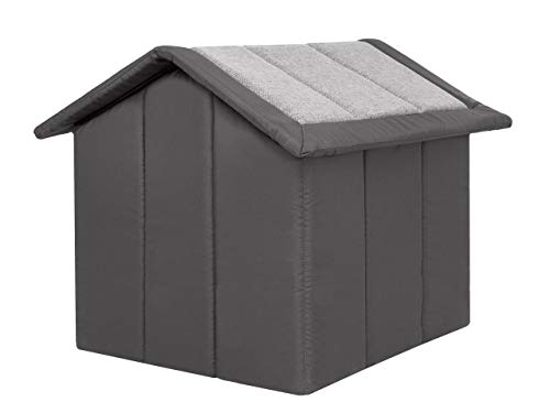 PillowPrim Hundehütte Hundehöhle Hundebett Hundehaus Katzenhöhle Größe XXXL - 76x72 cm hellgrau mit Graphit