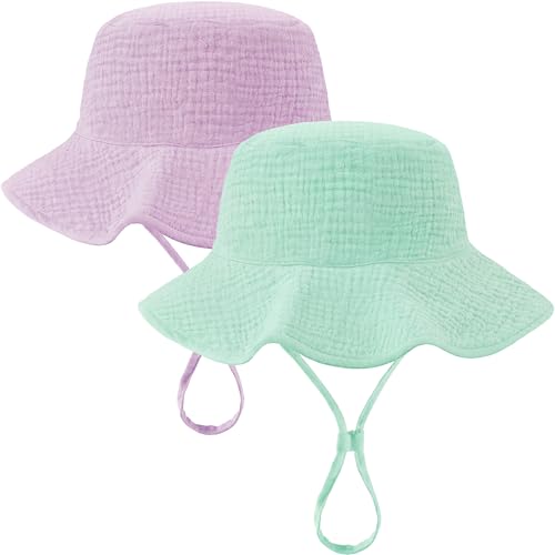 Image of Muslin Baby Sun Hat Sun Protection Baby Toddler Bucket Hats for Boys Girls