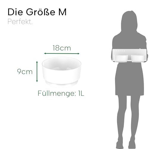 DRAIAX ElegantFeed M Bowl Hundenapf aus Keramik – Napf außen Matt innen glänzend Fressnapf für Hunde – Futternapf in weiß