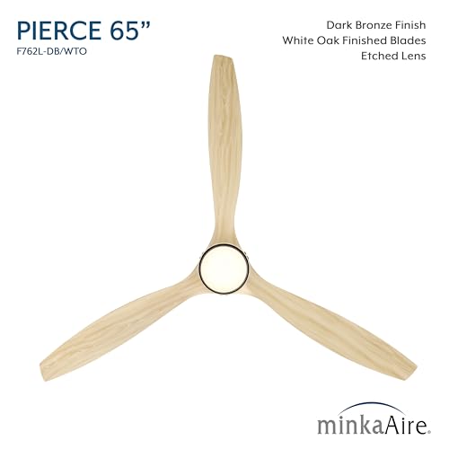 MINKA-AIRE F762L-DB/WTO Pierce 65" 3-Blade LED Smart Ceiling Fan - Dark Bronze and White Oak Finished Blades with Etched Lens thumbnail 8
