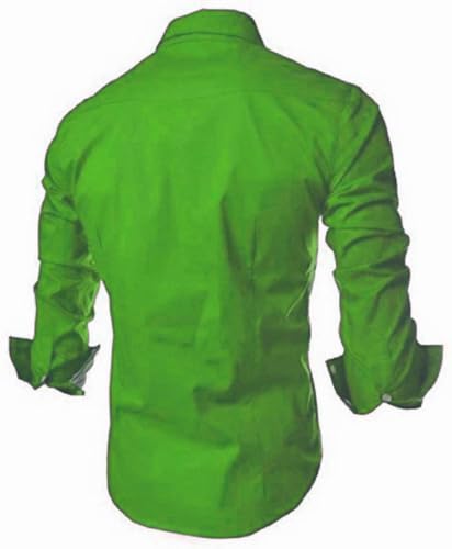 Image of DEELMO Men's Cotton Blend Mandarin Collar Self One Design Full Sleeve Casual Short Kurta Green-New