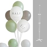 Hanamei ハナメイ ハーフバースデー 飾り付け 1/2 ハーフ ハーフ対応 HALF ニュアンス カラー レターバルーン HAPPY BIRTHDAY 風船 飾り くすみ 男 女 装飾 フォトブース (バルーン+スタンド セージ)