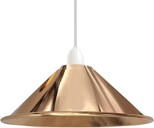 Image of LEDSone Industrial Metal Lamp Shade 22cm Wide, 8cm Height,Vintage Cone Pendant Light Cover, Modern Retro Ceiling Lighting for Kitchen, Dining Room Easy Fit Light Shade