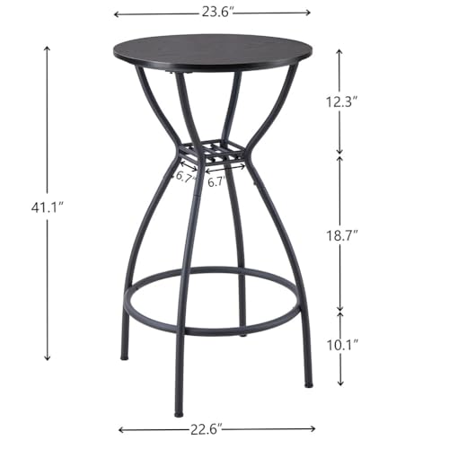 AMZOSS Bistro Dining Set 3 Piece, Modern Round Counter Height Pub Table with 2 Swivel Bar Stools, Metal Frame and Built-in Wine Rack, Space Saving Dining Set for Kitchen Breakfast, Living Room - Thumbnail 6