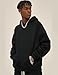 Flygo Mens Hoodie Oversized Fleece Pullover Fashion Hoodies Casual Long Sleeve Hooded Sweatshirt Streetwear(Black-XXL)
