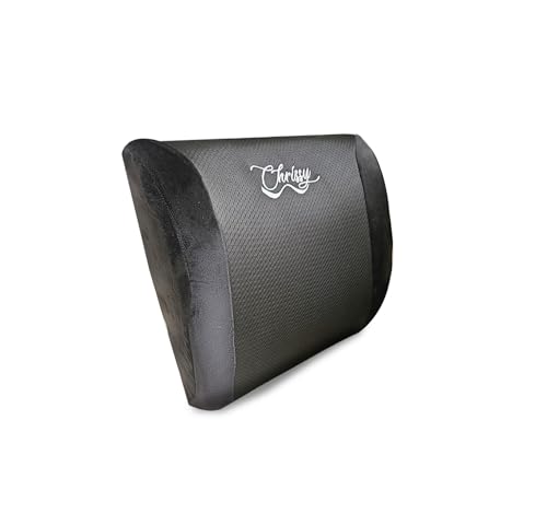 Chrissy-Lumbar-Support-Pillow-for-Office-Chair-Car-Memory-Foam-Back-Cushion-for-Pain-Relief-Posture-Support-Breathable-Mesh-Cover-Adjustable-Straps-Removable-Washable-Cover-Black Chrissy Lumbar Support Pillow for Office Chair & Car | Memory Foam Back Cushion for Pain Relief & Posture Support | Breathable Mesh Cover, Adjustable Straps, Removable & Washable Cover (Black) - Image 1