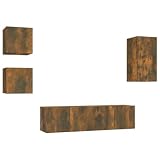 vidaXL Set di Mobili Porta TV 5 pz Rovere Fumo in Legno Multistrato