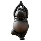 カバヨガの置物ファイヤーファニーカバ彫像穏やかなホームレジンカップヨガ飾り（b）