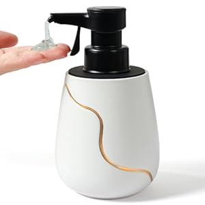 BosilunLife Automatic Soap Dispenser Bathroom – Liquid Hand Free Dispenser Battery Operated Smart Electric Lotion Soap Dispenser with Waterproof Pump Dish Soap Dispenser Ceramic White, 17oz