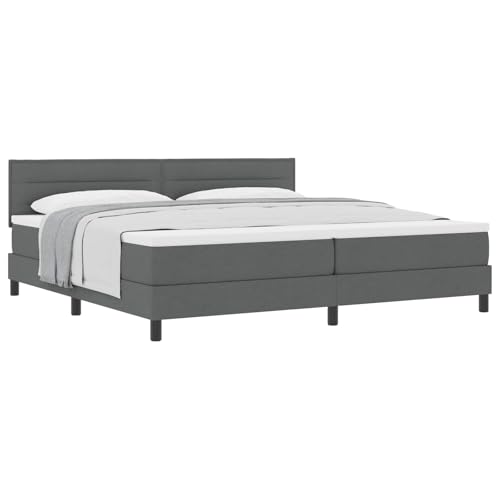 vidaXL Cama Box Spring con colchón Gris Oscuro 200x200 cm Tela Duradera, cómoda, Ropa de Cama, Muebles de Dormitorio, tamaño Queen, Topper, Estilo Comfort, diseño Moderno