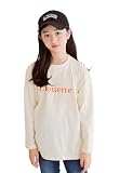[EnDast] ライトベージュ 140cm MINIROI プリント ロンT 長袖 Tシャツ トップス 綿100 キッズ 女の子 ガールズ カジュアル オールシーズン かわいい 韓国子供服_ad-1054_