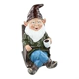 Oniissy Statua nana a dondolo in resina, decorazione da giardino per esterni, 10,5 x 7 x 15 cm, statua resistente alle intemperie con gnomo per decorazione di patio e prato