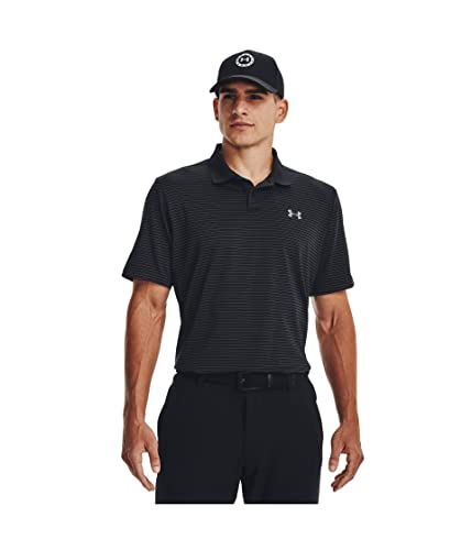 Image of Under Armour - Mens Perf 3.0 Stripe Polo, Color Black (001), Size: XX-Large