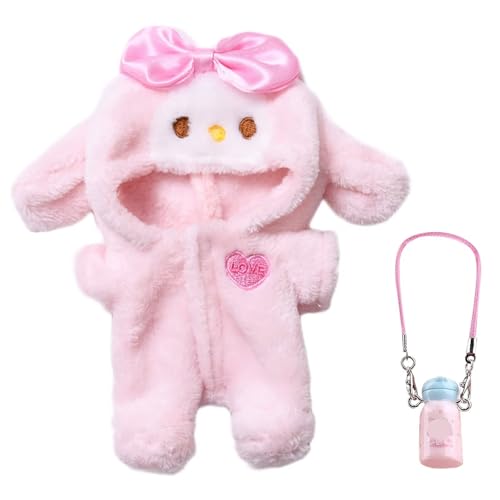 HTTDSLF 17cm Plüsch Puppenkleidung Kleidung für 17cm Plüschpuppe Puppenkleidung 17cm Hasen-Strampelanzug Geschenke (Ohne Puppe)
