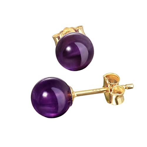 NKlaus Paar echt Amethyst Kugel Ohrstecker 6mm Gelbgold 585 14 Karat Gold Ohrringe 7943