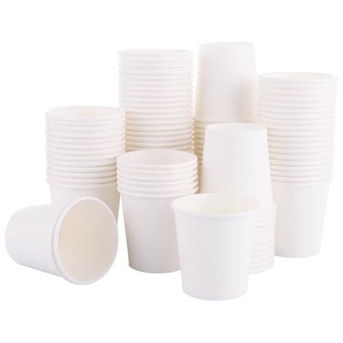ASelected 100 X 7Oz White Paper Cups,Premium Coffee & Tea Cups, Leak-Resistant Water Cups, Perfect for Your Home, Café, Work, Parties,Camping, Picnic, Travel Or Outdoors