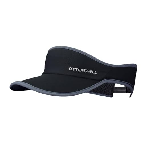 OTTERSHELL Visiera parasole sportiva, leggera rete di raffreddamento, vestibilità regolabile, cappello elastico per corsa, tennis, golf, nero, taglia unica