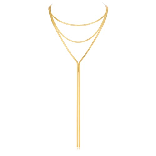Lariat Long Necklaces for Women - Statement Layered Gold Silver Long Necklaces, Statement Jewelry Gifts for Women