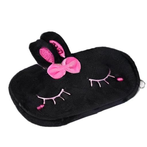 Image of HSYHERE Creative Cute Lovely Funny Happy Animals Bear Frog Face Fruit Strawberry Watermelon Soft Stuffed Surface Clothes Zipper Pencil Box Pencil Case Pencil Holder Pouch Pen Bag - Black Rabbit
