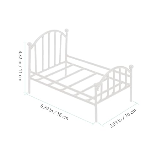 MONEY MONEY Cama de metal para casa de boneca, cama de boneca de metal vintage - Decoração de cama d