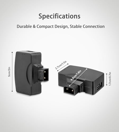 Alvin\'s Cables D Tap P Tap to USB 5V Adapter Converter Dtap Male to Female 5V USB Female Connector for Phone Camera Monitor 2 Pcs