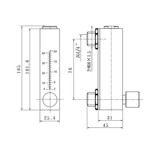 Débitmètre d'air carré 10-100L/min pour calibrer vos circuits