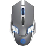 Bluetooth Gaming Mouse, RGB Rechargeable USB Wireless Mouse, Quiet Click, LED Backlit, Ergonomic, with Side Button, 6 Button, DPI Adjustable, Computer Mice for Laptop PC MacBook Chromebook - Grey