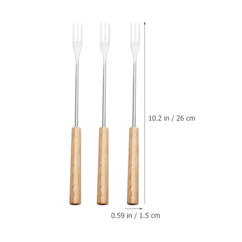 image for Hemoton 6Pcs Stainless Steel Fondue Forks with Wooden Handles, 10.23-I