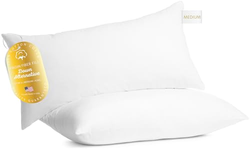 Image of Digital Decor 100% Cotton Fabric Hotel Pillows King Size Set of 2, Cooling Hypoallergenic Down Alternative Bed Pillows for Sleeping, Medium Support for Side & Back Sleepers, Made in USA, 36 inch x 20 inch