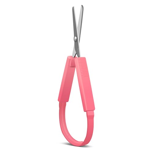 5 Inch Mini Loop Scissors Adaptive Design Easy-Open Squeeze Handles (Pink (1Pcs))
