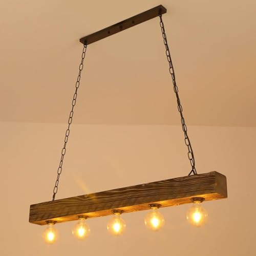 Table à manger sublimée par la lampe suspendue rustique CFWSHJ