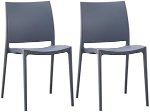 CLP 2er-Set Gartenstuhl Meton, stapelbar, pflegeleicht aus Kunststoff, wetterfest & UV-beständig, bis 150 kg belastbar, Farbe:grau