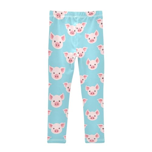 Girls Leggings Pig Blue Cartoon Kids Length Leggings Pants Athletic Yoga Pants Toddler Tights Trousers 4T2
