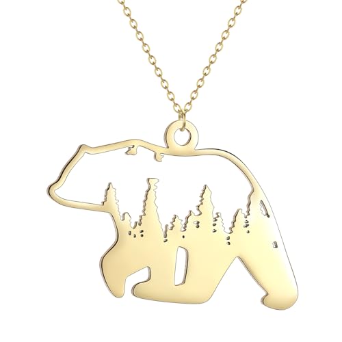 Collier ours en acier inoxydable durable et élégant pour femme
