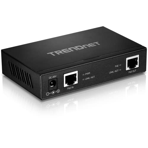 TRENDnet, TPE-E110, Gigabit PoE+ Repeater/Amplifier, Extender, Extension 100m pour Une Distance allant jusqu'à 200m (656 ft), Supporte PoE (15.4W) & PoE+ (30W)