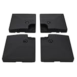 Azuma Parasol Base Weights Set of 4, Black HDPE 51x51x12cm Squares, Fill with Sand/Water, 9kg Empty, Up to 110kg Sand or 90kg Water, For Cantilever Parasols Roma 3m LED Patio Garden Wind Stability Use