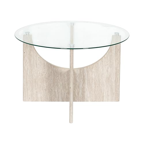 HOME DECO FACTORY - HD7752 - Table Basse Ronde Pietra en Verre Trempé D70cm - Design Moderne et Élégant - Idéale pour Salon - Facile à Intégrer dans Tous...