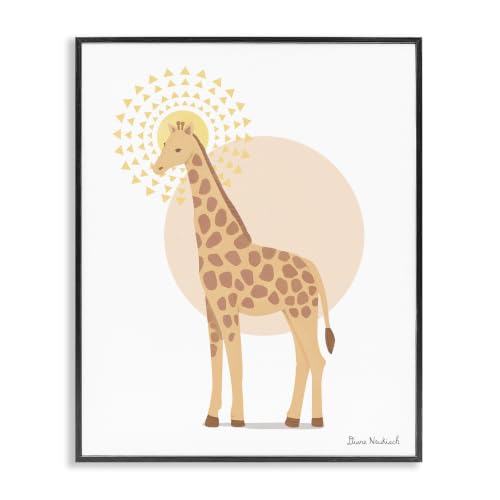 Graceful Giraffe Geometric Sun, 24 x 30 Inch Framed Giclée Print