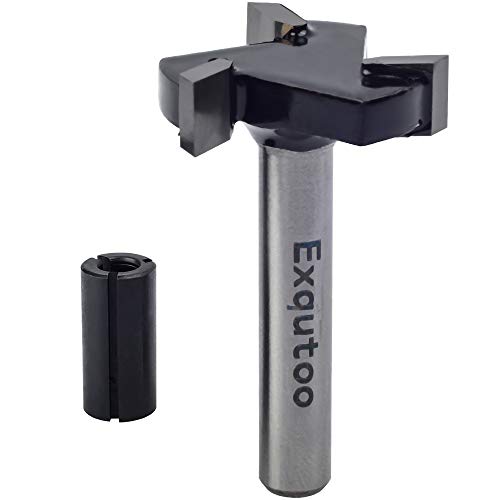Exqutoo CNC Spoilboard Surfacing Router Bits, 1 inch Cutting Diameter, 1/4 inch Shank, Slab Flattening Bit Planing Bit Wood Planing Bit Dado Planer Bit with 1/2-1/4 Router Collet.