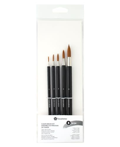 Yasutomo Fusion Brush Set, 5 Pieces, Arts and Crafts Supplies