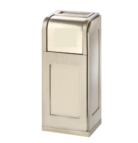 Large Outdoor Stainless Steel Trash Can with Vertical Ashtray - Commercial Grade Garbage Bin for Patios, Parks, and Public Spaces (Rose Gold)