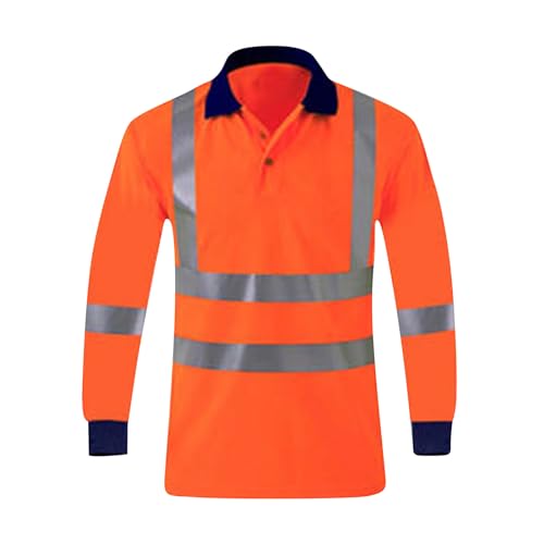 Munweiyu Camiseta de advertencia para hombre, camiseta de advertencia, chaqueta de trabajo, chaqueta de advertencia, ligera, larga, camiseta de entrenamiento, ropa de trabajo, cinta reflectante